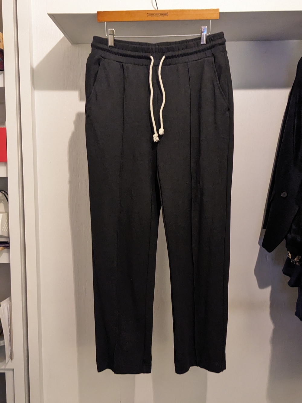 Charcoal Drawstring Jogger Pants Loungecore Knitwear Seamed